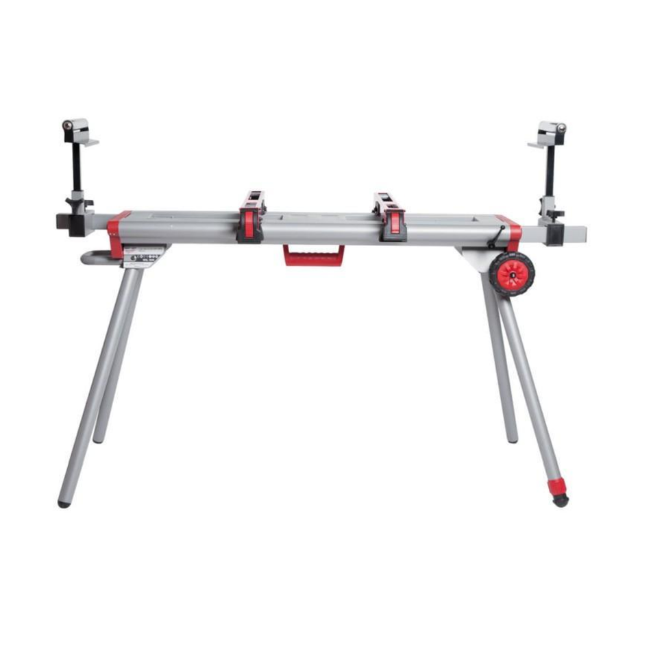 Metal workbench vise with adjustable legs on a white background