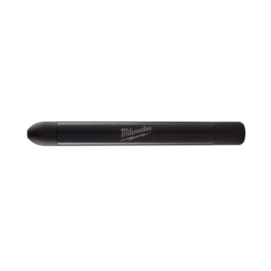 Black pen with silver accents on a white background