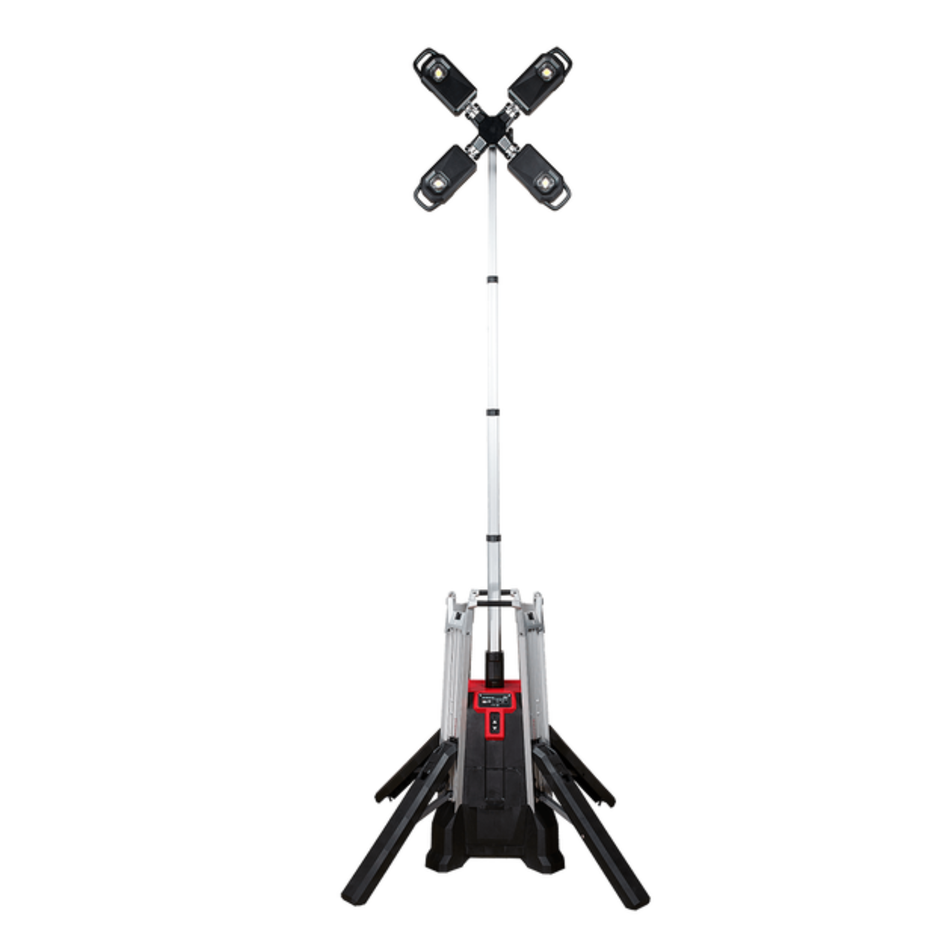 Black and red stand with adjustable arms on a white background