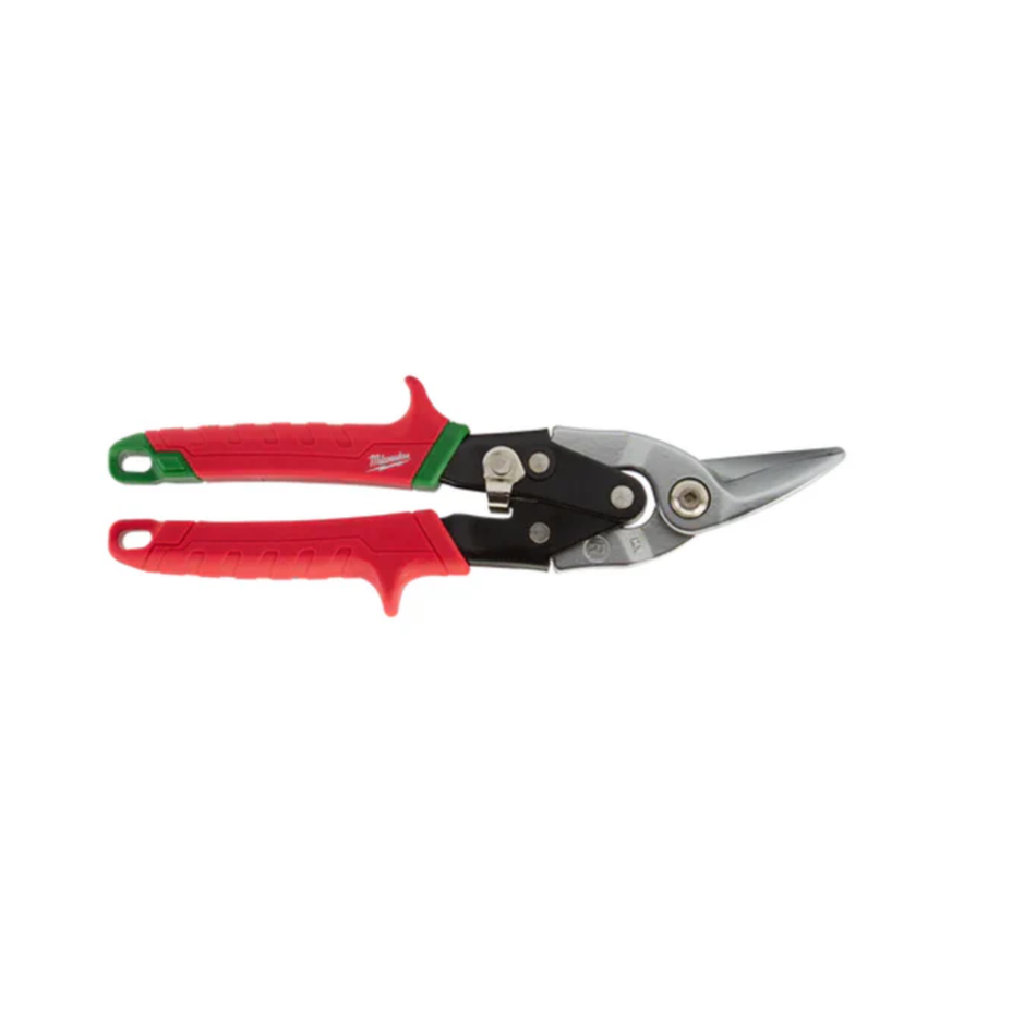 Pruning shears with red handles on a white background
