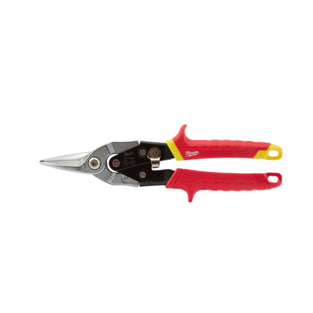 Snipper tool with red and black handles on a white background