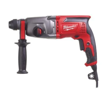Red and black Milwaukee drill on a white background