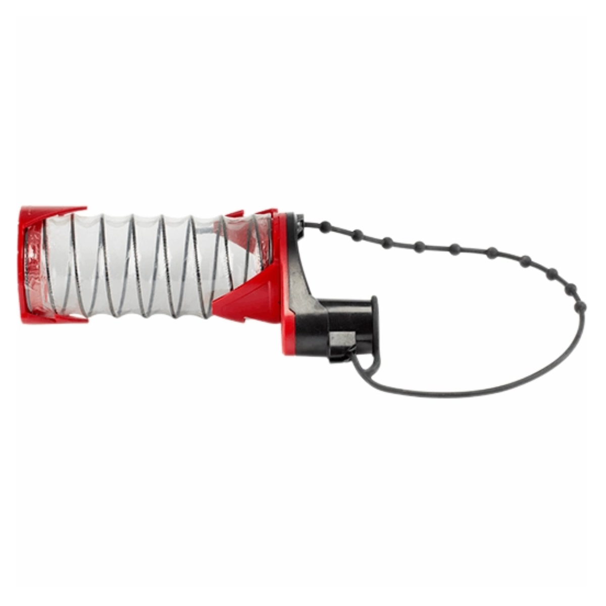 Red and black chain tool on a white background