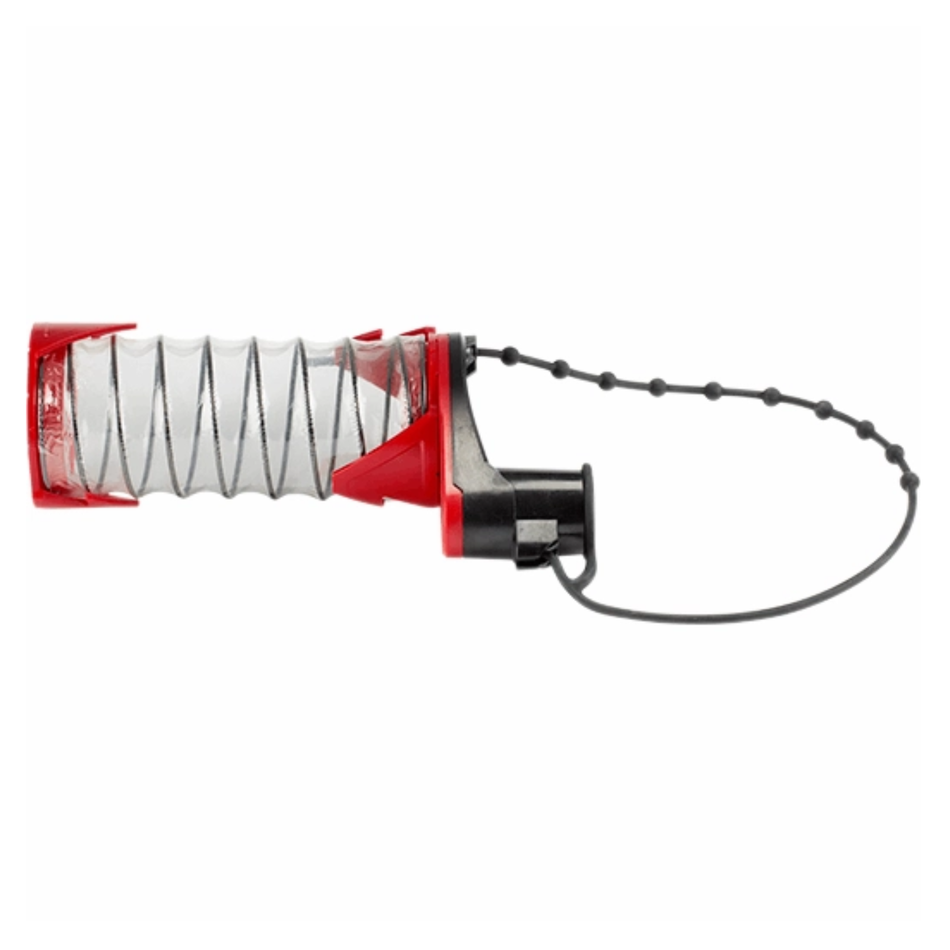 Red and black chain tool on a white background