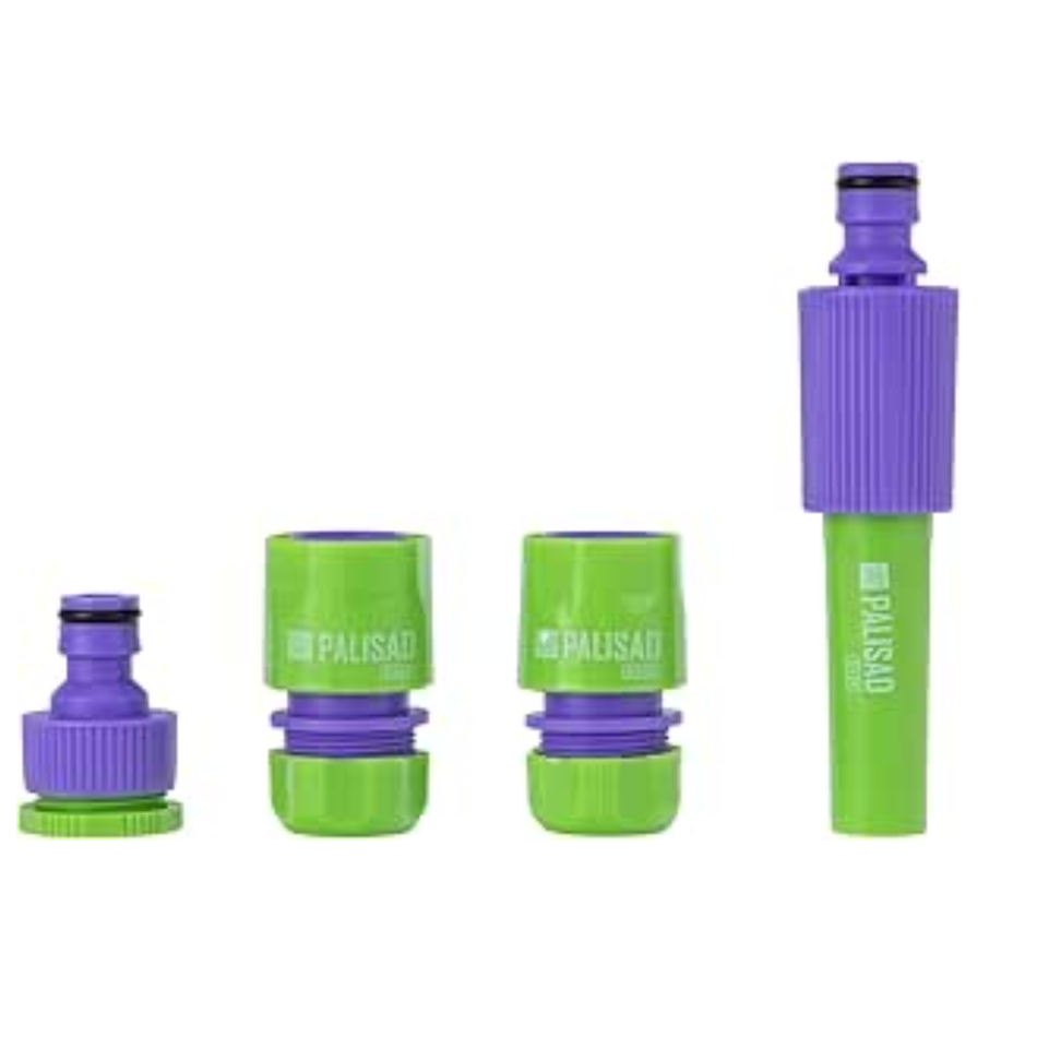PALISAD 4PCS Kit for Connection of a Hose 1/2 inch for garden hose installation, irrigation systems, and watering applications.