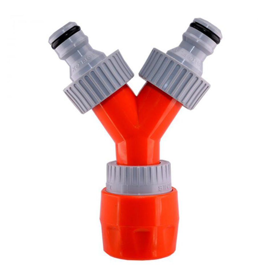 SIRO Dual Tap Connector for connecting two garden hoses to a single water tap for irrigation and watering applications.