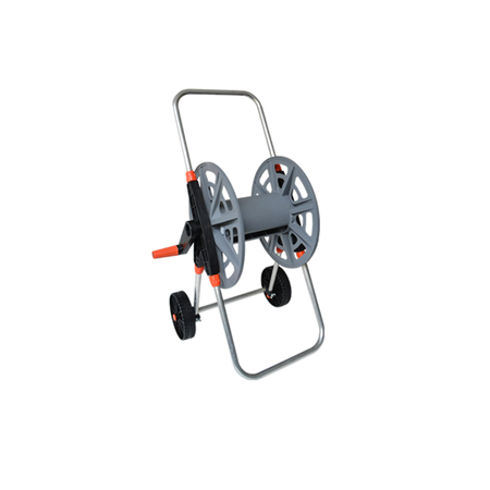 Garden hose reel cart on a white background