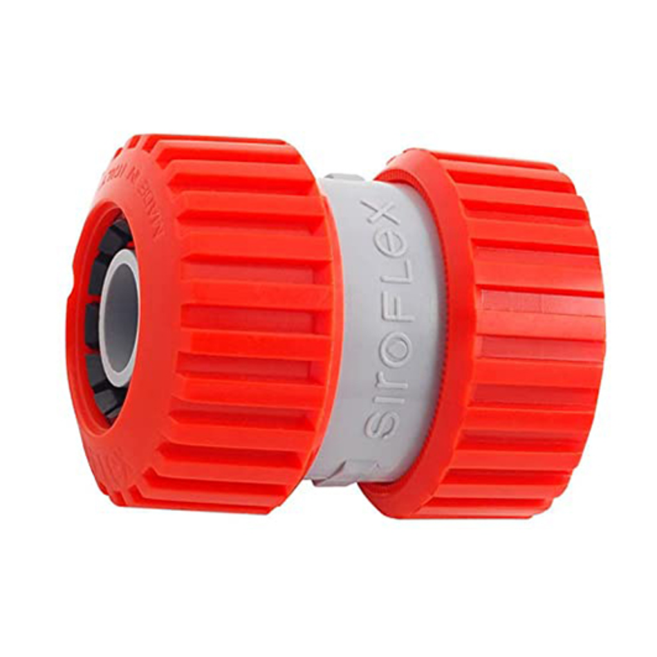 Red and gray plastic fitting with 'Sirolux' branding on a white background