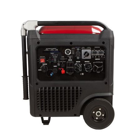 Portable generator with control panel on a white background