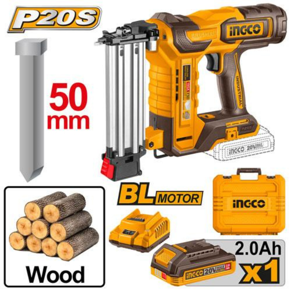INGCO CORDLESS NAILER 20V F15-F50 CBNLI5008 FOR WOOD