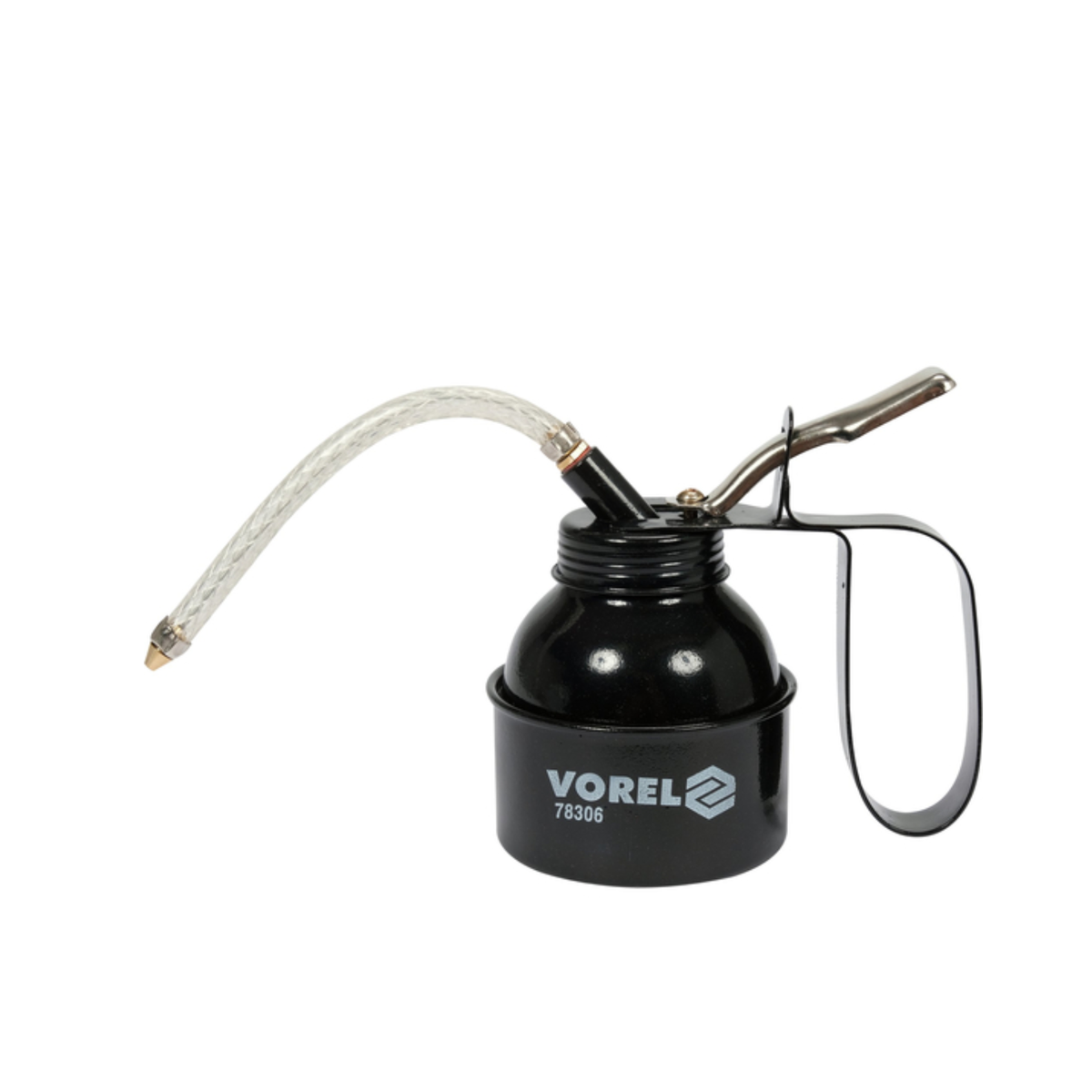 VOREL Oil Can for precise lubrication of machinery, automotive components, bearings, gears, chains, and workshop equipment maintenance.