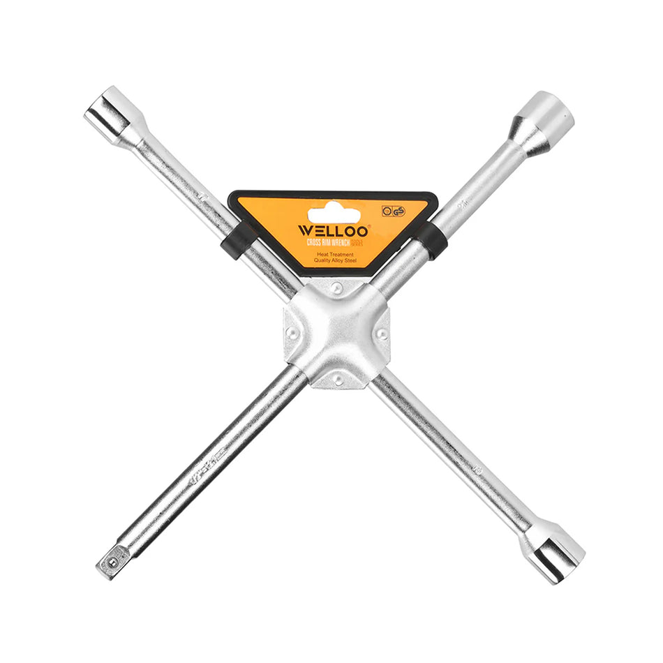 Cross wrench tool with Welloo branding on a white background