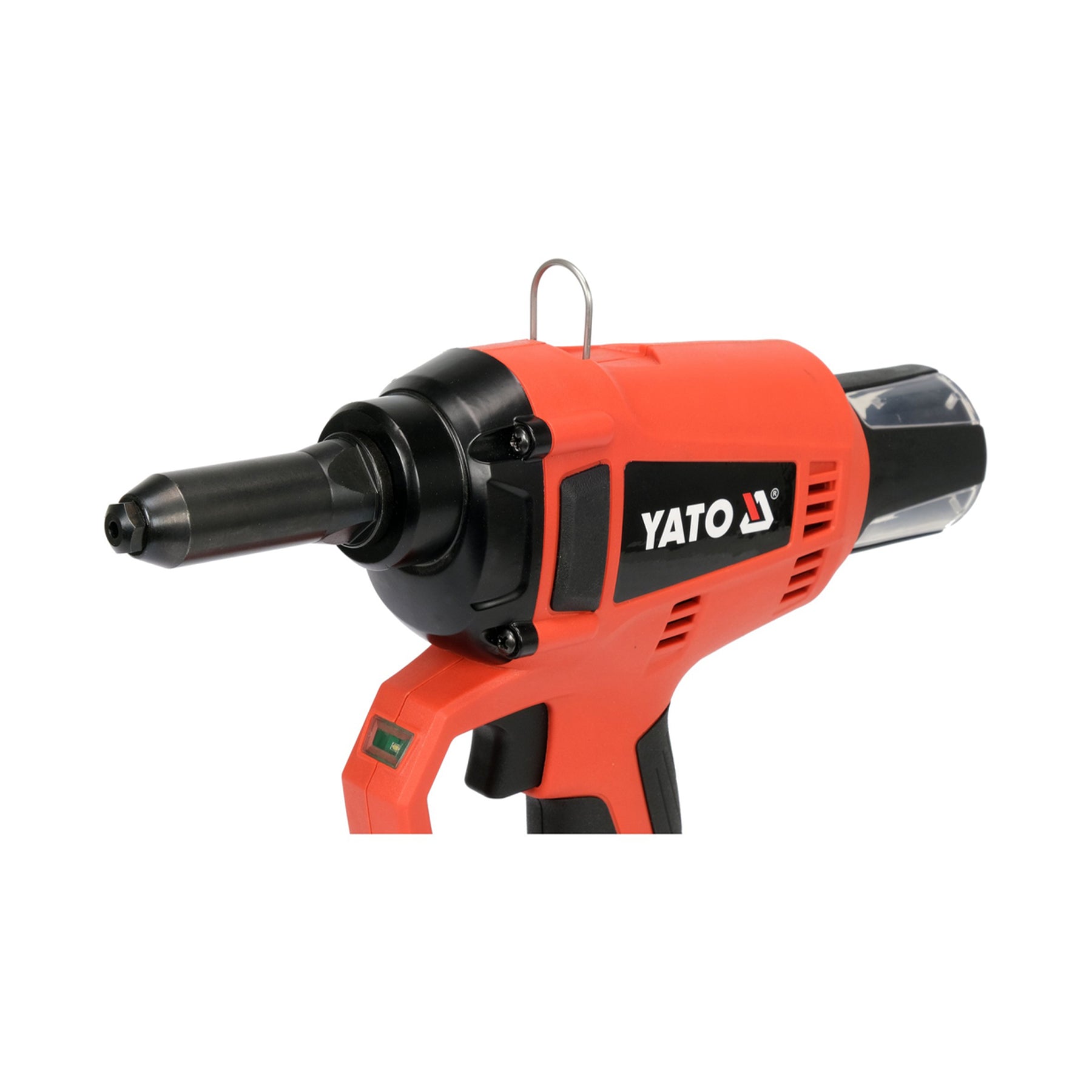 Red and black Yato heat gun on a white background