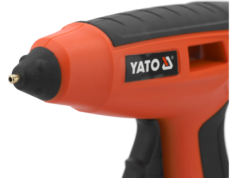 Yato hot glue gun with a white background
