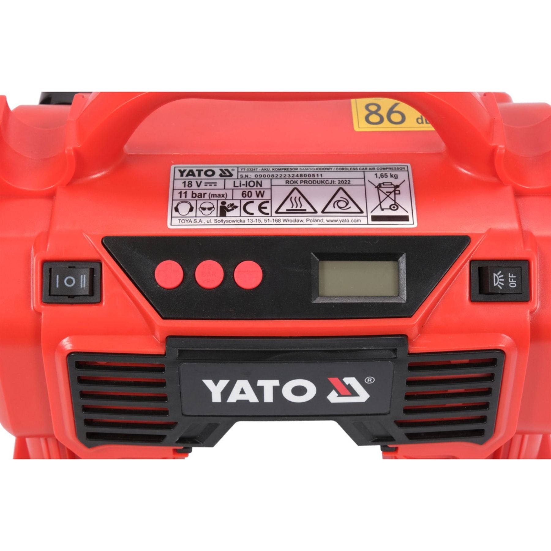 Red Yato power tool on a white background