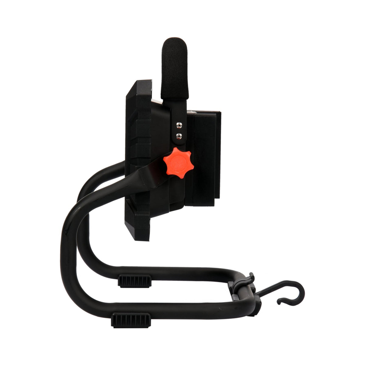Black bike lock with a red star on a white background