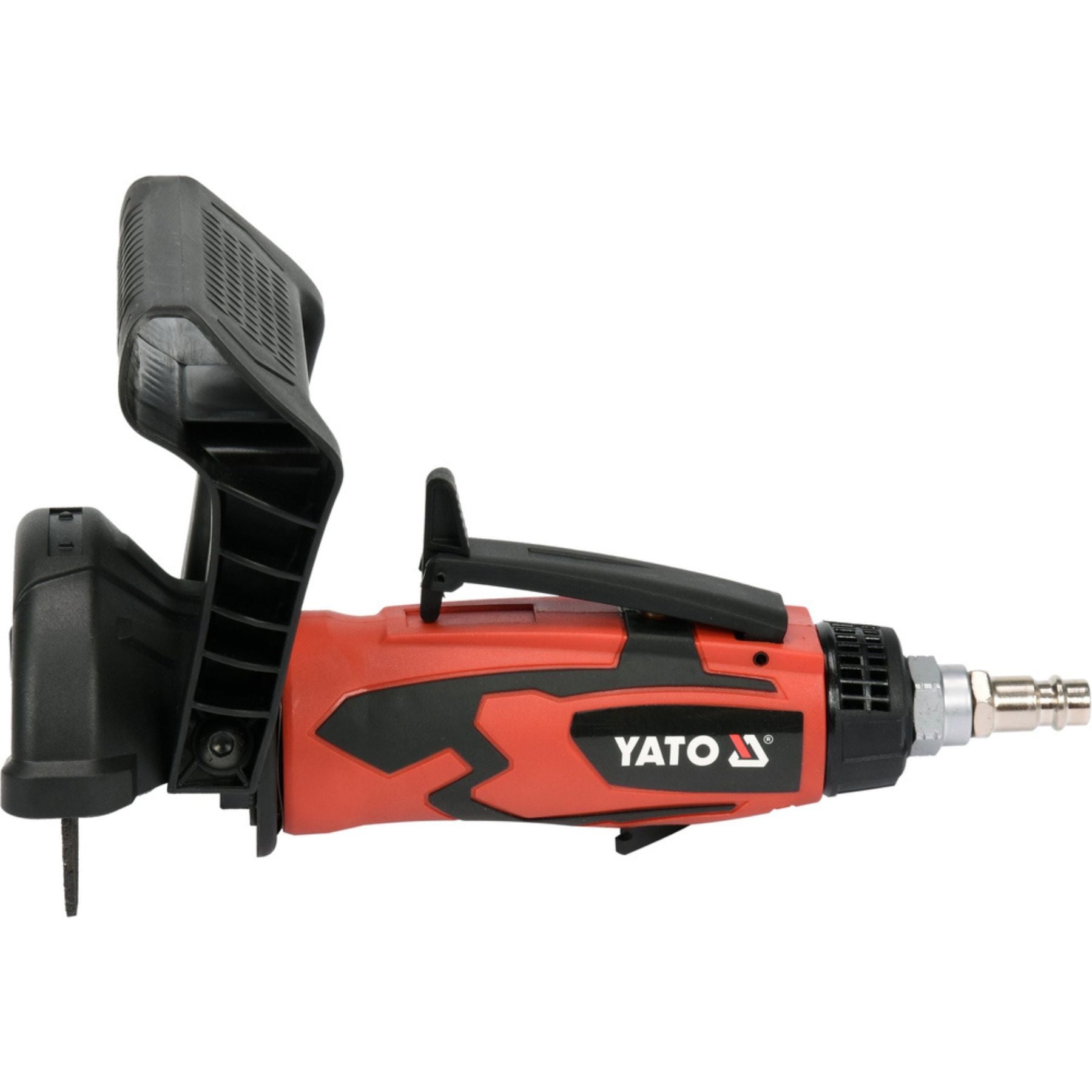 Red and black Yato nail gun on a white background