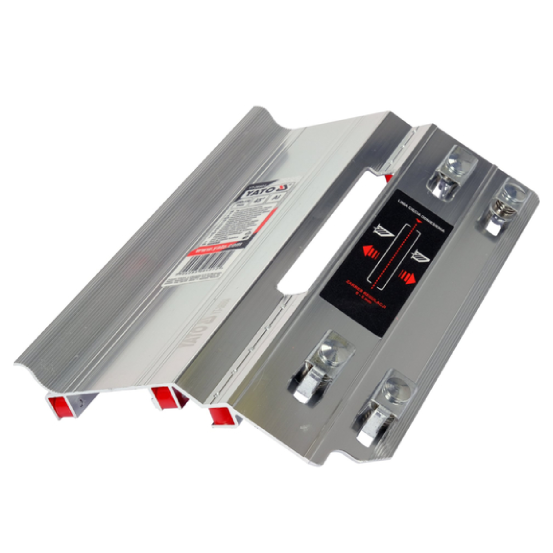 An aluminum metal junction box with a black terminal label and red terminal caps visible on the side, photographed on a plain white background.