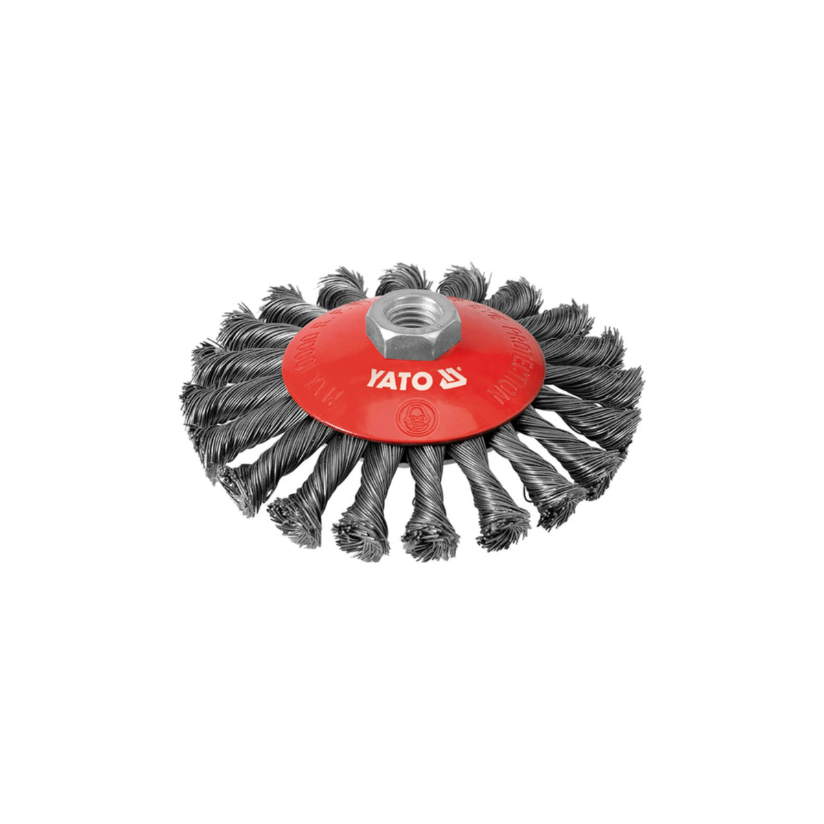 Wire brush with red center and Yato branding on a white background