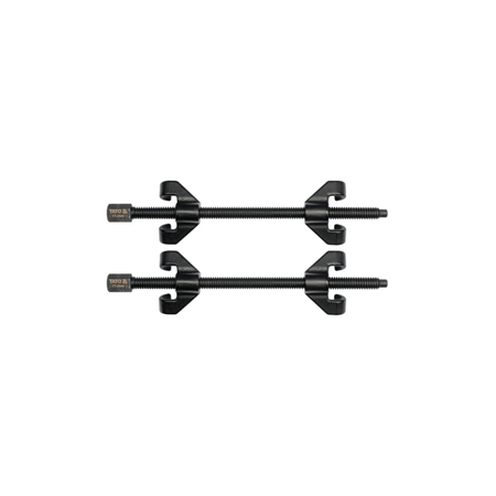 YATO Coil Spring Compressor with forged steel construction, threaded compression mechanism, and safety hooks.