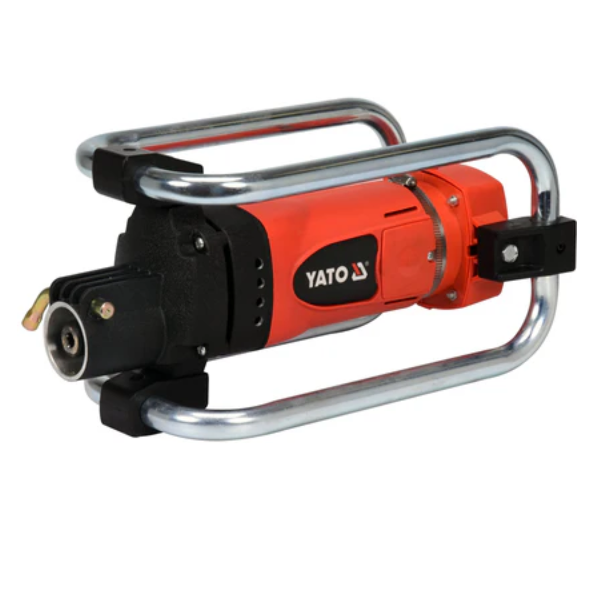Red and black Yato tool with metal handle on a white background