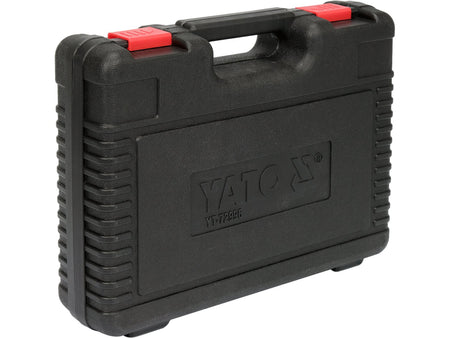 Black tool case with red latches on a white background, featuring the Yato brand.