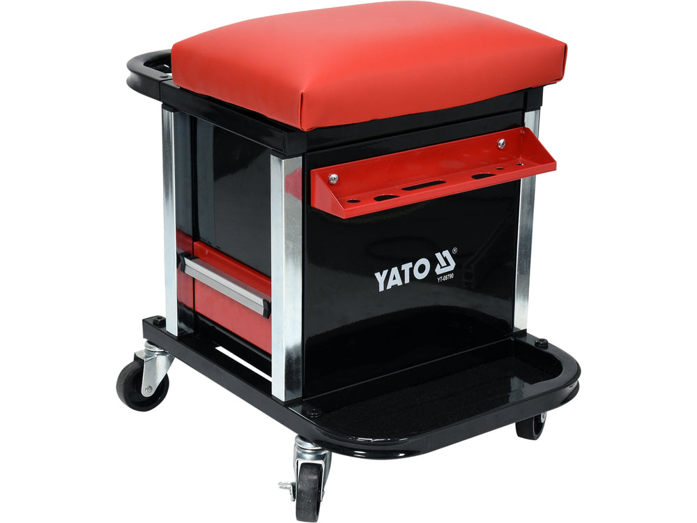 Red and black tool cart with YATO branding on a white background
