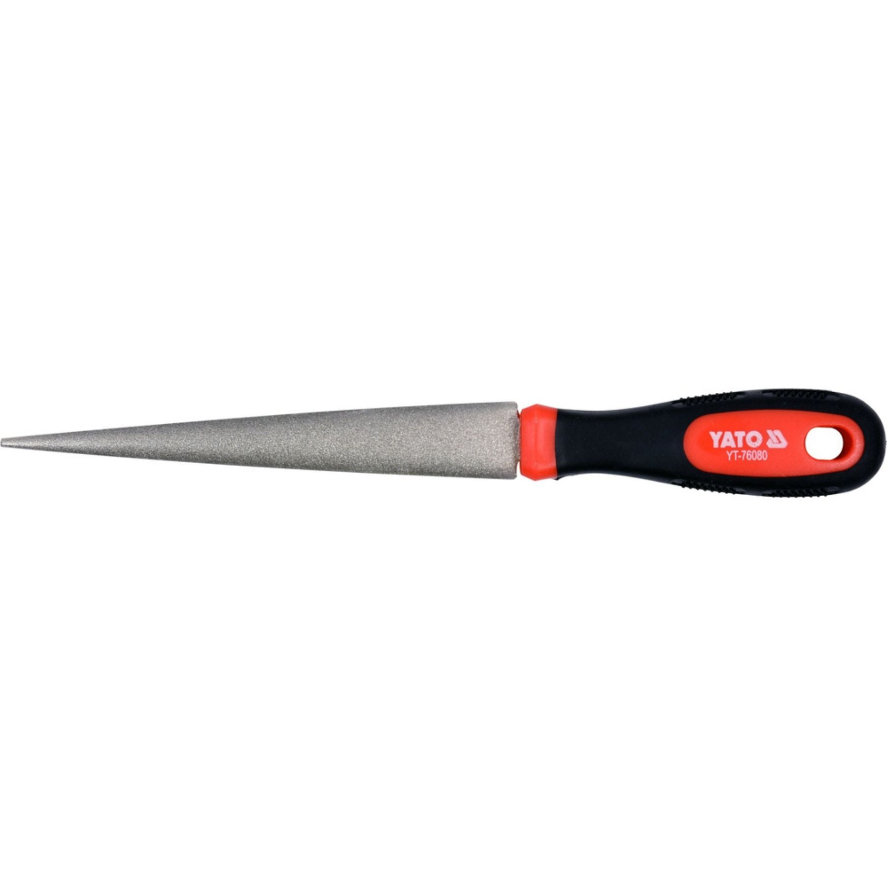 Yato file with red and black handle on a white background