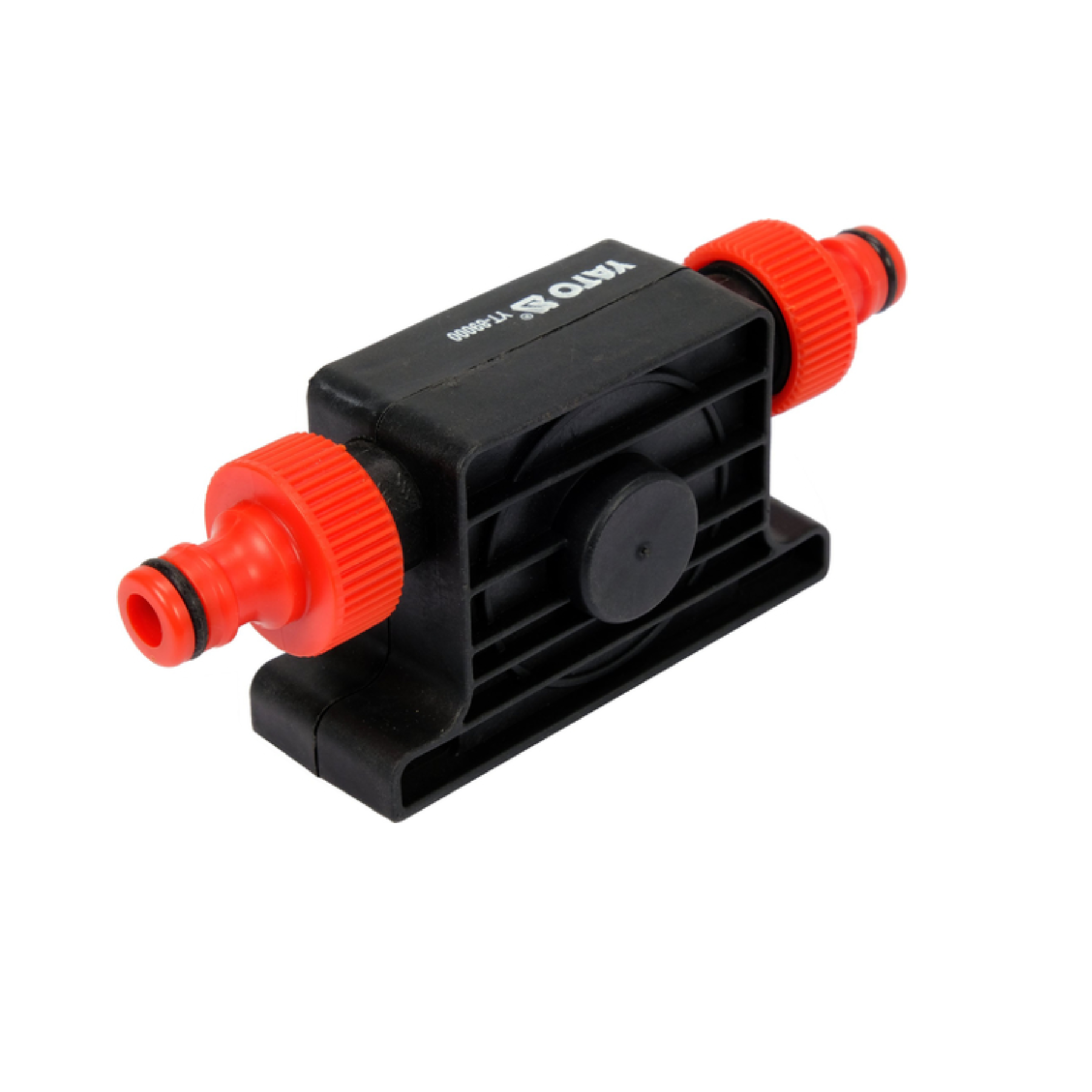 Black and red valve on a white background