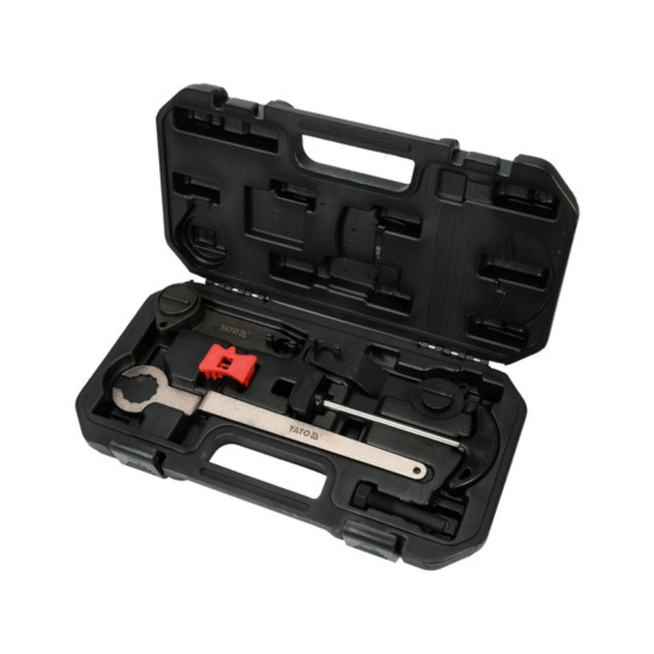 Black tool case with tools inside on a white background