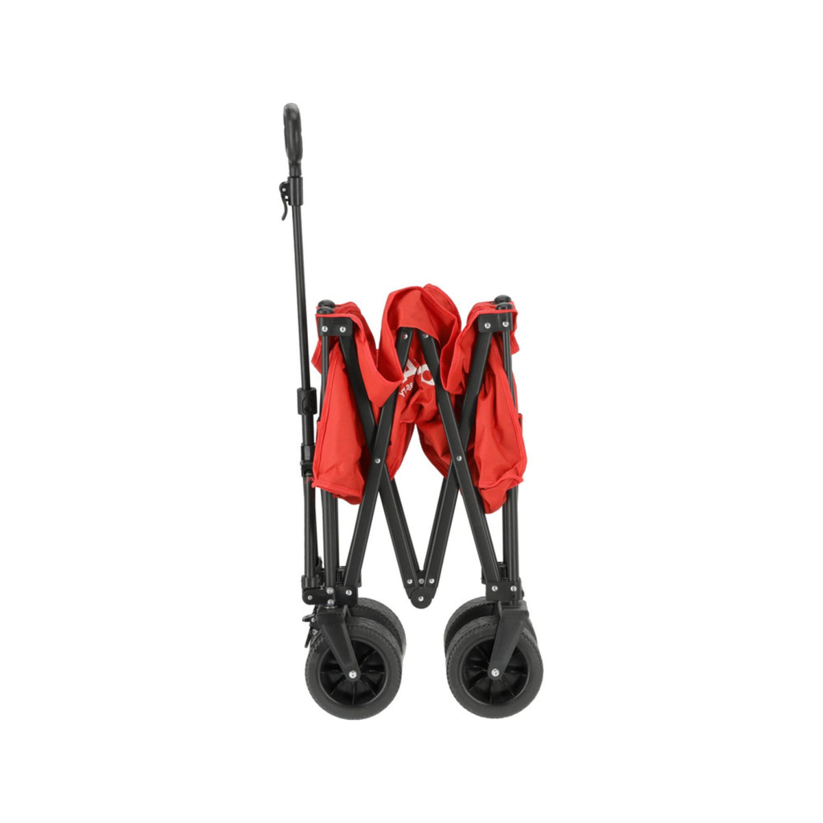 Foldable shopping cart with red cover on a white background