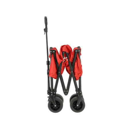 Foldable shopping cart with red cover on a white background