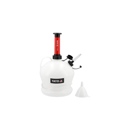 White Yato fuel pump with a red handle on a white background