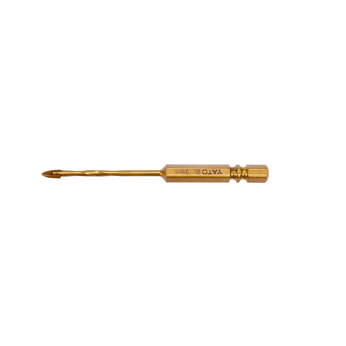 Gold drill bit on a white background