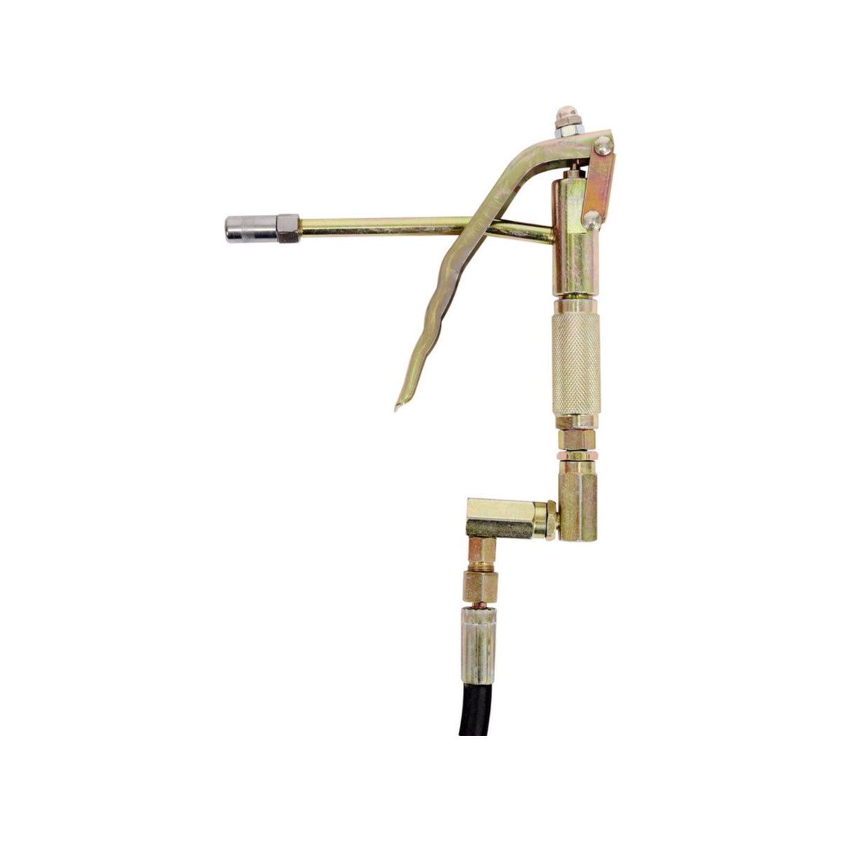 Brass air gun with hose on a white background