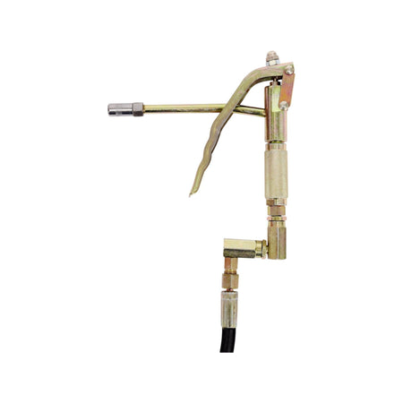 Brass air gun with hose on a white background