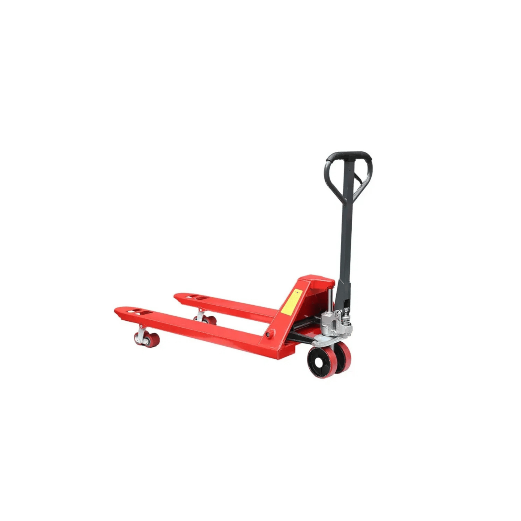 Red pallet jack on a white background