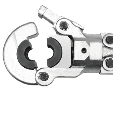 Close-up of a mechanical tool on a white background