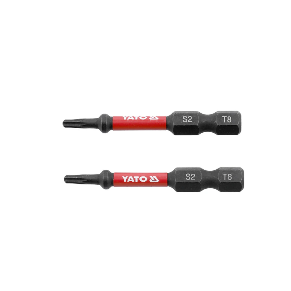 Two Yato screwdriver bits on a white background