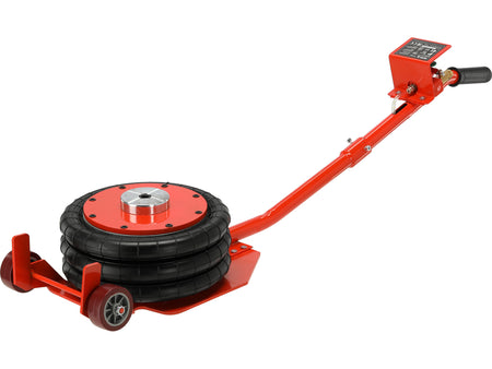 Red tire changer with a white background