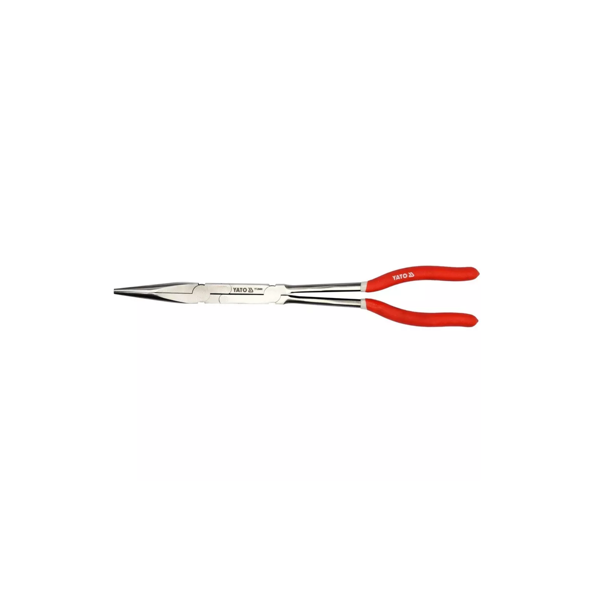 Pair of pliers with red handles on a white background