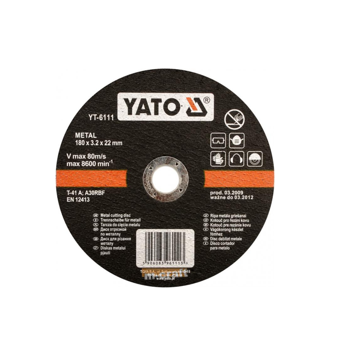 Yato metal cutting disc on a white background