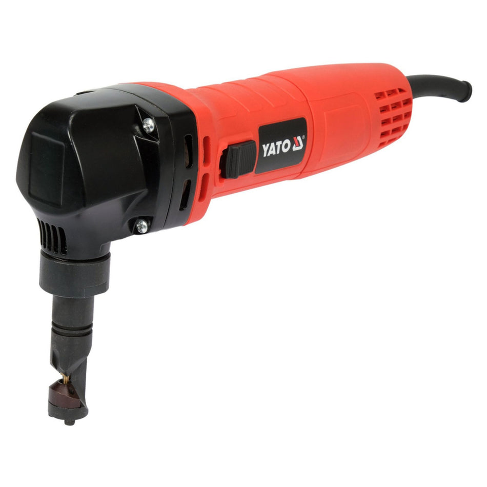 Red and black oscillating tool with Yato branding on a white background