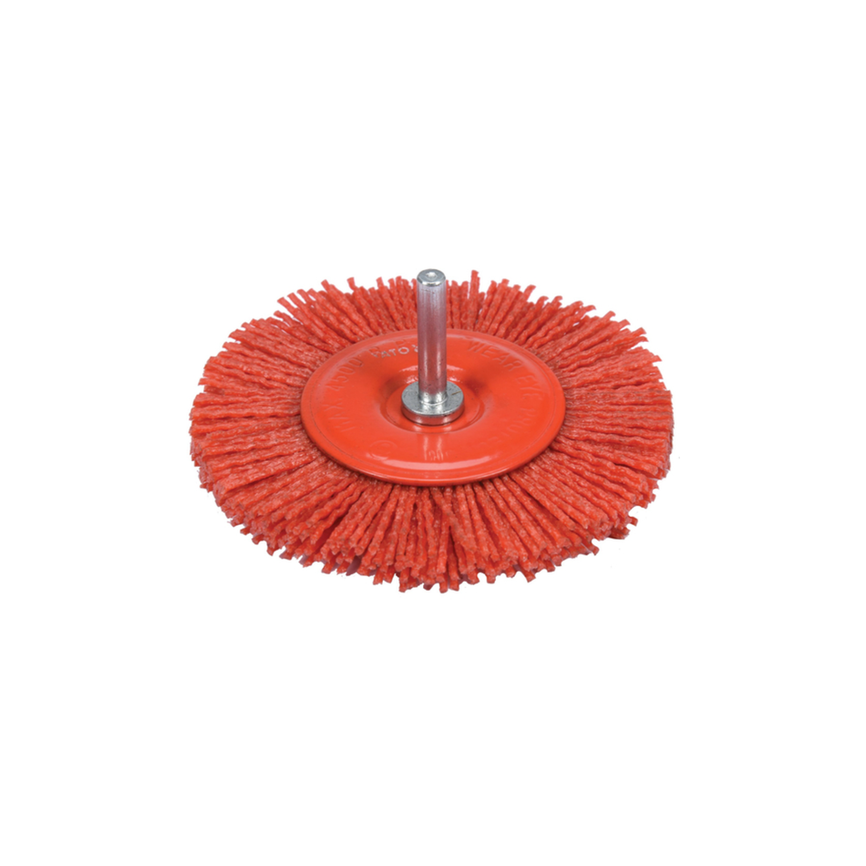 Red brush wheel on a white background