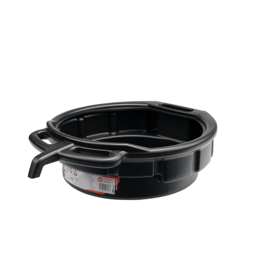 YATO Oil Drain Pan 15L YT-0717 for collecting used engine oil, coolant, transmission fluid, and automotive workshop maintenance applications.
