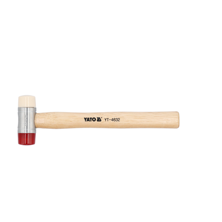 Yato hammer with wooden handle and metal head on a white background
