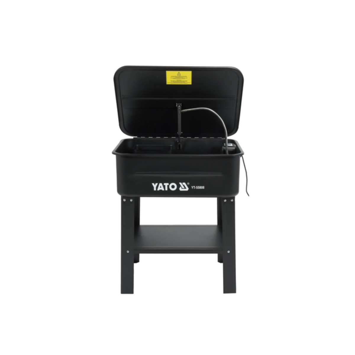 Black Yato toolbox with open lid on a white background