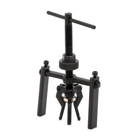 Black metal puller tool on a white background