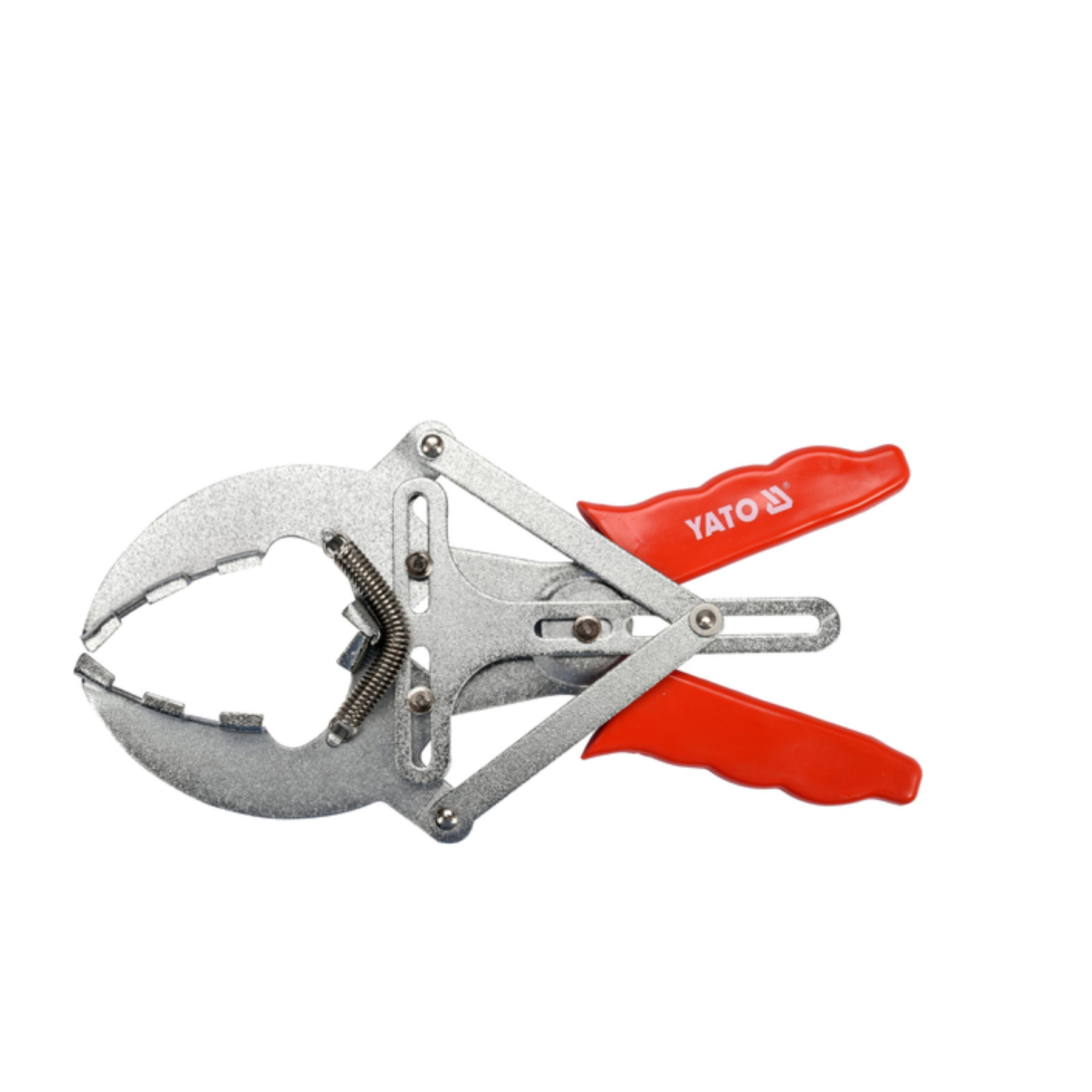 C-clip pliers with red handles on a white background