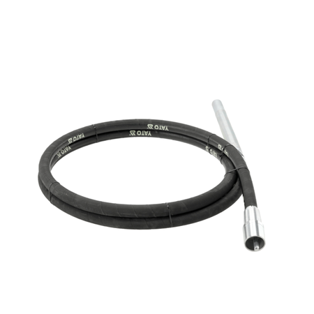 Black cable with a metal connector on a white background